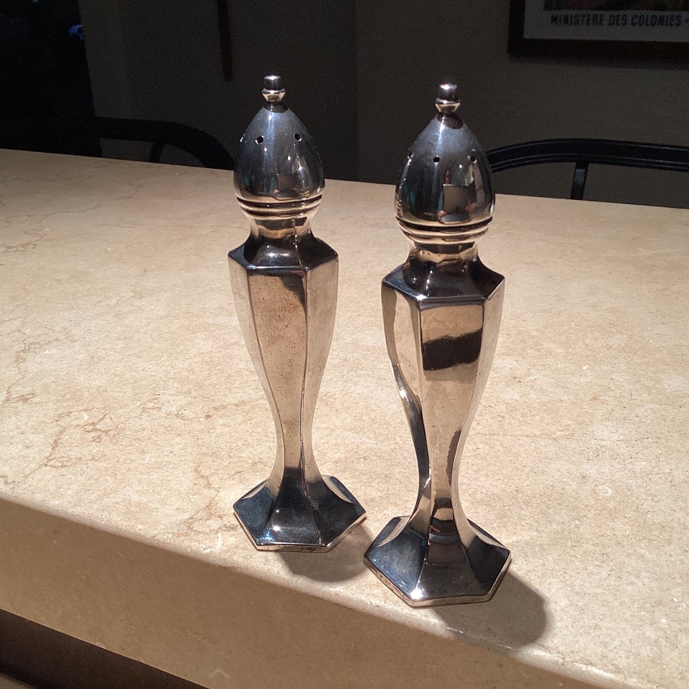 Silver plated salt and pepper shakers
